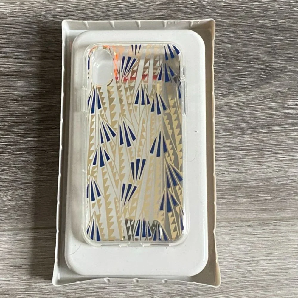 Heyday iPhone XS MAX Art Deco Hard Shell Phone Case-Gold/Blue-NEW
